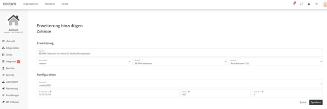 CONNECT BEAAM Extension einrichten