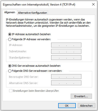 IP-Adresse automatisch beziehen