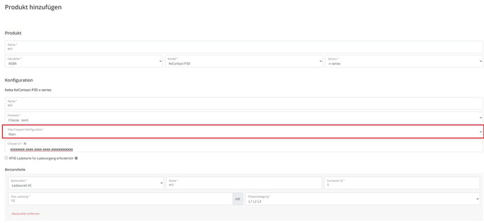 Ladestation Main Support Konfiguration Main