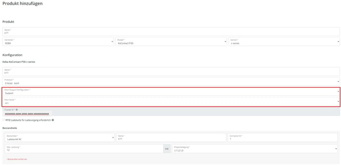 Ladestation Main Support Konfiguration Support