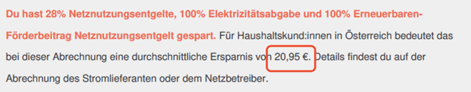 Netzkostenersparnis