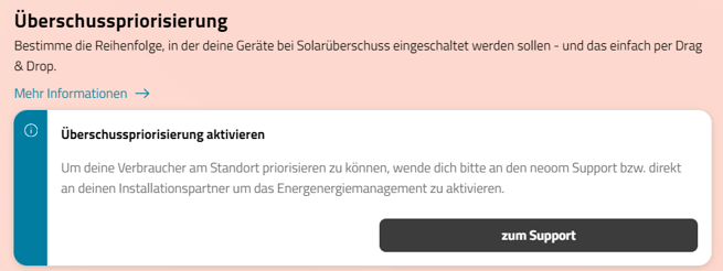Überschusspriorisierung Support kontaktieren